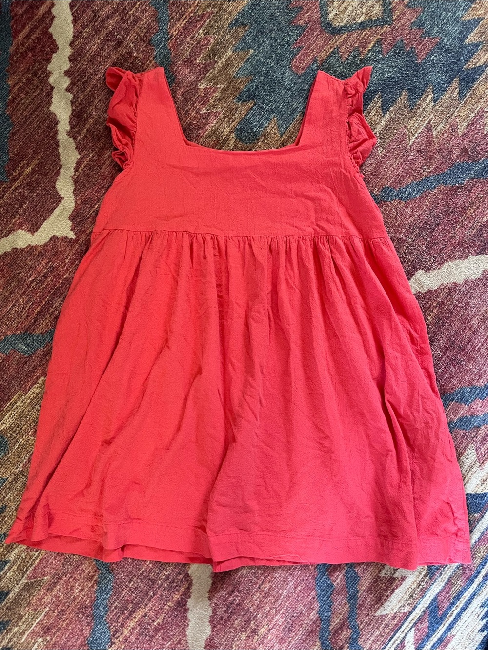 Rockin’ C Coral Mini Dress with Ruffle Sleeves